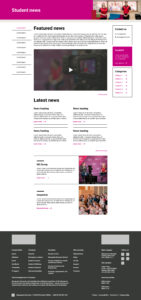 Mock-up of the News page for Macquarie University