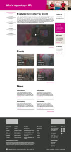 Mock-up of the What's Happening page for Macquarie University