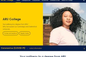 A screenshot of the ARU College website