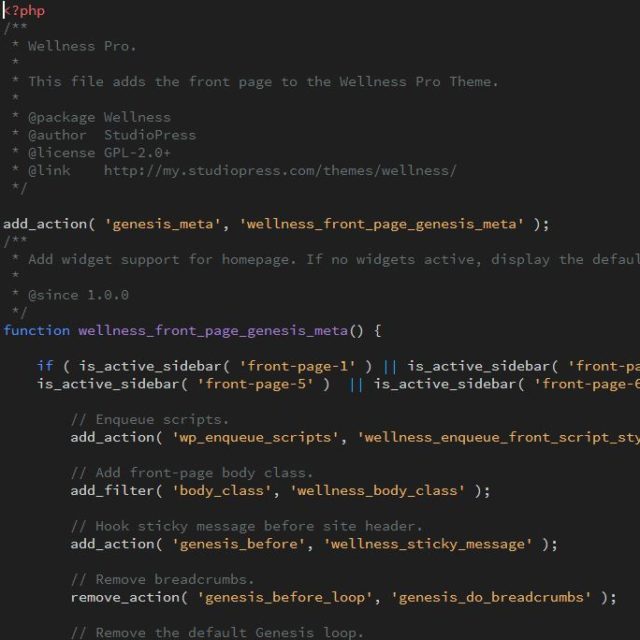 Screenshot of PHP code