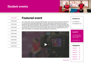 Mock-up of the top of an Events page for Macquarie University